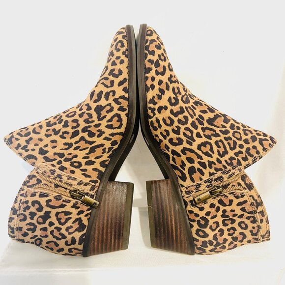 Lucky Brand-NWT-Leopard Print 2" Heels Women's Size 9 Leather Ankle Boots-Comfy - Picture 1 of 15